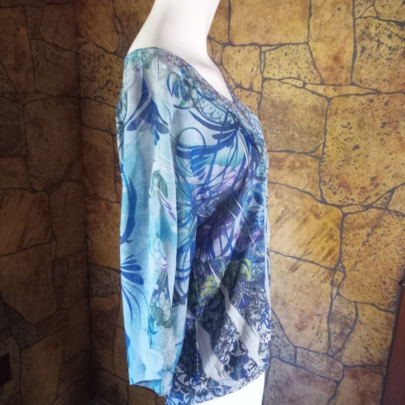 Denver Hayes Blue and Purple Embellished Blouse - Picture 4 of 4